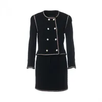 シャネル カメリア ウール セットアップ 36 レディース ブラック 20770