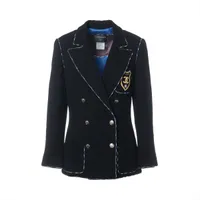 美品✨CHANEL シルクジャケット　44 ブラック　ココマーク CHANEL シャネル ココマーク テーラードジャケット P07495V05526