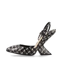 クリスチャンディオール ジャディオール レザー×ファブリック パンプス