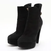 ヴィトン アフターグロー・ライン 21年 スエード ブーツ ブラックLVロゴ