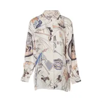 エルメス カシミヤ×コットン×シルク ポロシャツ L レディース レッド