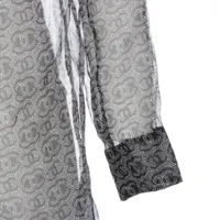 シャネル ココマーク シルク×ナイロン シャツ 38 レディース グレー