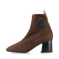 エルメス　HERMES ブーティ　35 ヴォルヴェール エルメス ヴォルヴェール レザー×ファブリック ショートブーツ