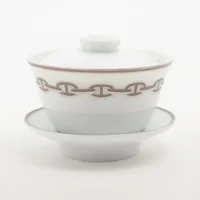 エルメス シェーヌダンクル 茶器 陶器 ホワイト×シルバー 受け皿