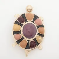 シャネル ココマーク 07A ブローチ GP×エナメル マルチカラー タートル