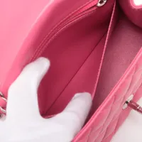 シャネル 長さ調節◎ フラップバッグ17cm ピンク シャネル 24P フラップバッグ17cm パールチェーン ピンク