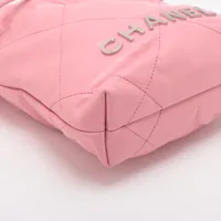 バリニーズバッグ　ピンク×シルバー シャネル ミニ ショッピング バッグ 2WAYショルダー ピンク