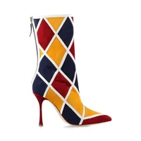 美品 マノロブラニク 38 25 スエード ショートブーツ サイドジップ