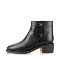 シャネル ココマーク ターンロック レザー ショートブーツ EU40C ブラック