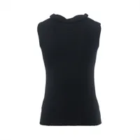 CHANEL カシミヤ カメリア ココマークチャーム ノースリーブニット 黒 A2988590-1.JPG