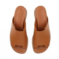 エルメス ブラウンレザーウェッジサンダル エルメス エリプス レザー ウェッジソールサンダル 35 レディース