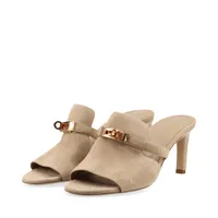 エルメス キュート スエード サンダル EU37 レディース ベージュ