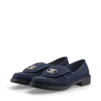 ★爽やかデニム★【CHANEL】ターンロック ローファー シャネル ココマーク ターンロック 24SS デニム×レザー