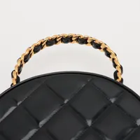 シャネル ココマーク パテントレザー ハンドバッグ ブラック ゴールド金具 シャネル ココマーク パテントレザー ハンドバッグ ラウンド