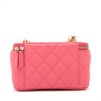 シャネル マトラッセ キャビアスキン バニティバッグ ピンク アクセサリーポーチ CHANEL シャネル キャビアスキン マトラッセ ココマーク 2WAY