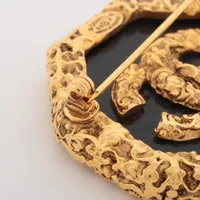 シャネル ココマーク 93A ブローチ GP×プラスチック ゴールド
