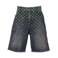 ヴィトン 23AW シルク ショートパンツ 50 メンズ ネイビー