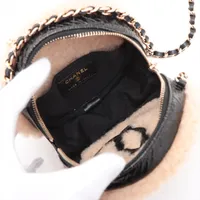 シャネル ココマーク ボア×レザー チェーンショルダーバッグ ラウンド 