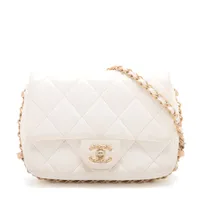 シャネル ココクラッシュ ポーチ チェーン付 携帯ショルダーバッグ 白黒セット CHANEL シャネル レザーポーチ ココクラッシュ チェーン