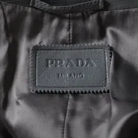 プラダ 22年 ラムスキン トレンチコート 48 メンズ グレー オーバー