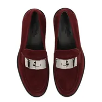 エルメス ホット スエード ローファー 35.5 レディース ボルドー