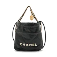 ホワイト カーフスキン ロゴ ゴールドチェーン ショルダーバッグ CHANEL - CHANEL シャネル シャネル22 チェーン 2WAY ショルダー