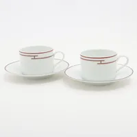 エルメス リズム カップ&ソーサー 陶器 ボルドー×ホワイト 底印