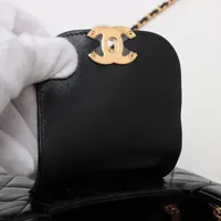 シャネル マトラッセ レザー 2WAYショルダーバッグ ブラック