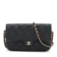 シャネル 在庫◎ チェーンウォレット キャビア ブラック/G金具 CHANEL シャネル チェーンウォレット キャビアスキン ブラック
