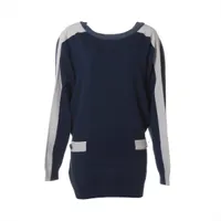 本物 シャネル COCO装飾ボタン ノースリーブ リブ ニット セーター 36 本物 シャネル COCO装飾ボタン ノースリーブ リブ ニット