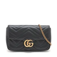GUCCI グッチ GGマーモント ブラック レザー ポーチ 476165 グッチ GGマーモント 476165 レザー ポーチ ブラック WZ527328