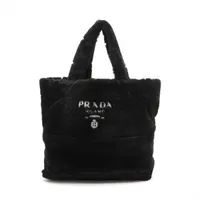 国内発送 PRADA ムートン トートバッグ プラダ ムートン トートバッグ ブラック 1BG427 OZ028456｜中古