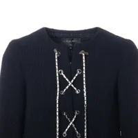 シャネル P70 ビスコース×コットン ワンピース 34 レディース ネイビー