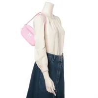 クレージュ ロゴ レザー ハンドバッグ ピンク A3271874｜中古
