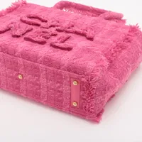 Chanel Logo Tweed Tote bag Pink Gold Metal Fittings 29th