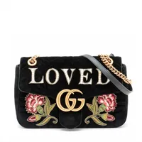 GUCCI ショルダーバッグ　GGマーモント　ベルベット GUCCI - 【本物保証】 布袋付 グッチ GUCCI GGマーモント ロゴ
