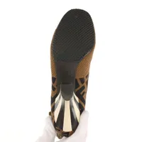 美品☆FENDI ブーツ 36/23cm ズッカ レザー ニット フェンディ ズッカ ニット×レザー ショートブーツ 36 レディース
