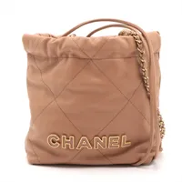 シャネル 23A CHANEL22 ミニサイズ ブラウン シャネル シャネル22 ミニ キャビアスキン チェーンショルダー