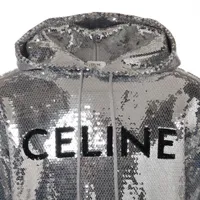 セリーヌ コットン パーカー XS メンズ シルバー 2Y975670Q
