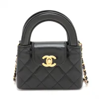 ★m★☆ミロス マトラッセ 2wayバッグ レザー ブラック×ゴールド シャネル CHANEL マトラッセ ミニ ショッピングバッグ AS4416