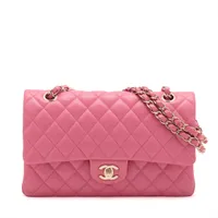 CHANEL ダブルファスナー ハンドバッグ ベージュ シャネル マトラッセ25 キャビアスキン ダブルフラップ ダブル