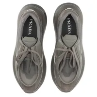 プラダ システム 23AW メッシュ×レザー スニーカー 10 メンズ グレー  