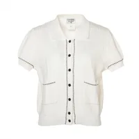 シャネル 96P コットン ポロシャツ 42 レディース ホワイト