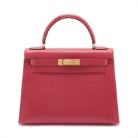 エルメス ケリー28 クシュベル ルージュヴィフ ゴールド金具 ○T