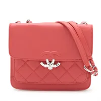 シャネル キャビアスキン チェーン ショルダー バッグ ポーチ レッド 赤. V Stitch CHANEL シャネル シェブロン Vステッチ チェーン