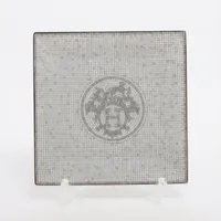 エルメス ONDE DE CHIC 洗練の波 醤油皿 陶器 グレー×オレンジ