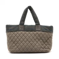 CHANEL コココクーン ナイロン トートバッグ カーキ CHANEL シャネル コココクーン ハンドバッグカーキ/チェック柄