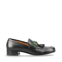 GUCCI グリーンレザー ローファー タッセル付き グッチ インターロッキングG レザー ローファー 8 メンズ