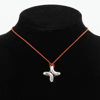 エルメス　リマ　ネックレス　赤紐 エルメス リマ ネックレス 925 13.5g シルバー A3328482｜中古