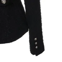 VINTAGE●CHANEL●ココボタン ウール×ナイロン ジャケット 36 シャネル ココボタン 14P コットン×ナイロン×ウール